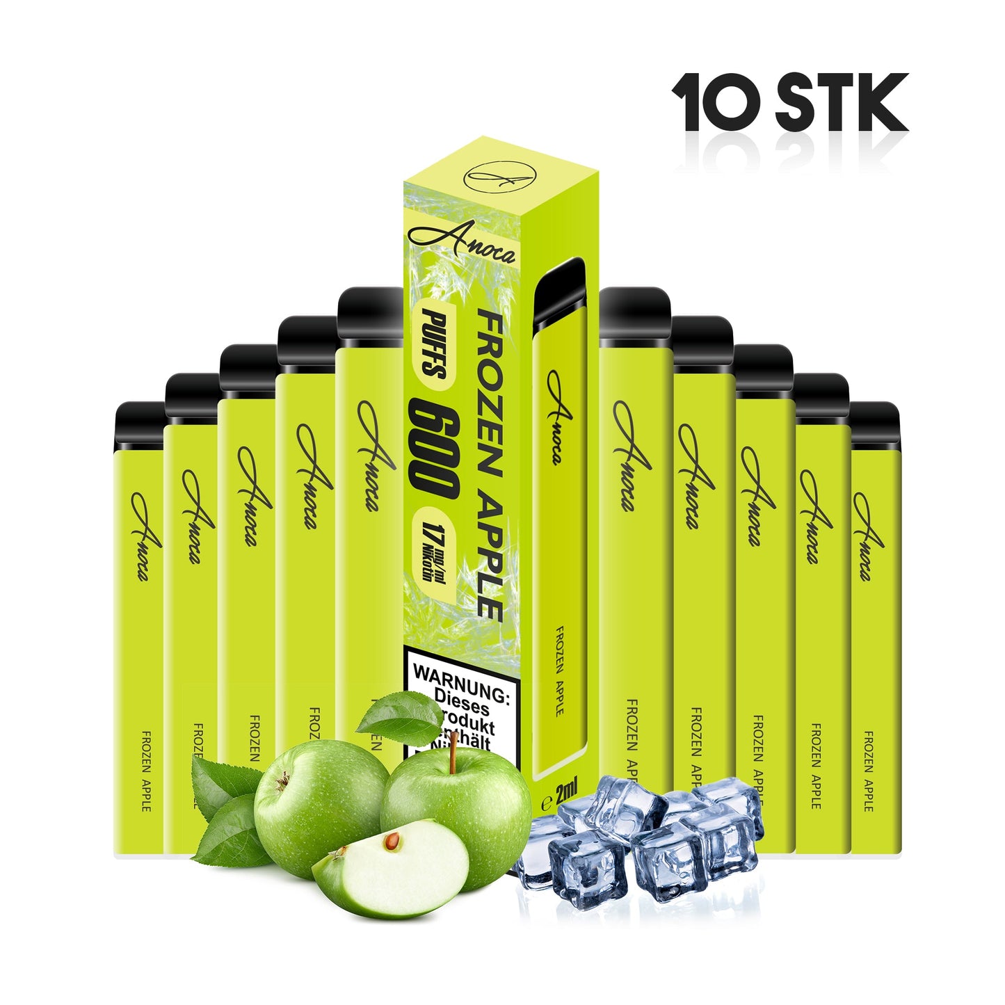Anoca - Einweg E - Shisha 600 Puffs - Frozen Apple - 10er Pack - Anoca
