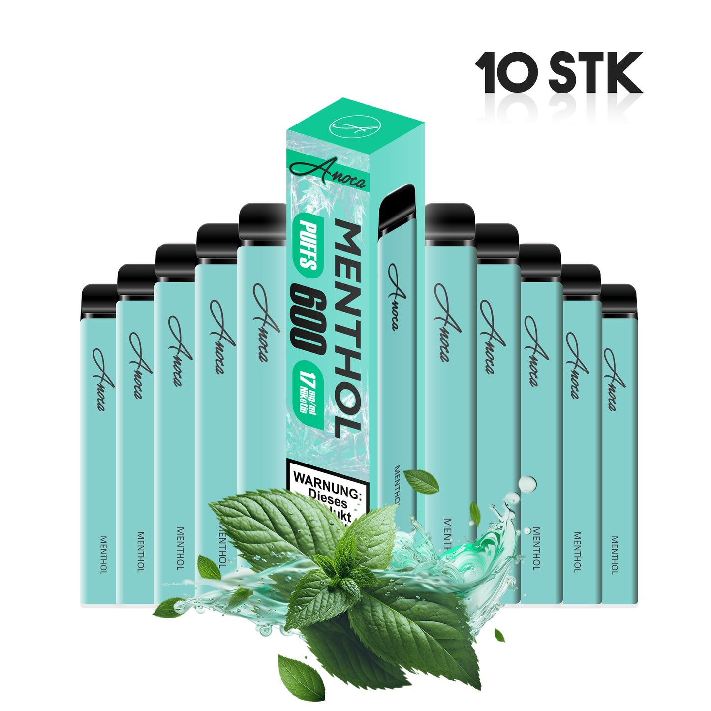 Anoca - Einweg E - Shisha 600 Puffs - Menthol - 10er Pack - Anoca