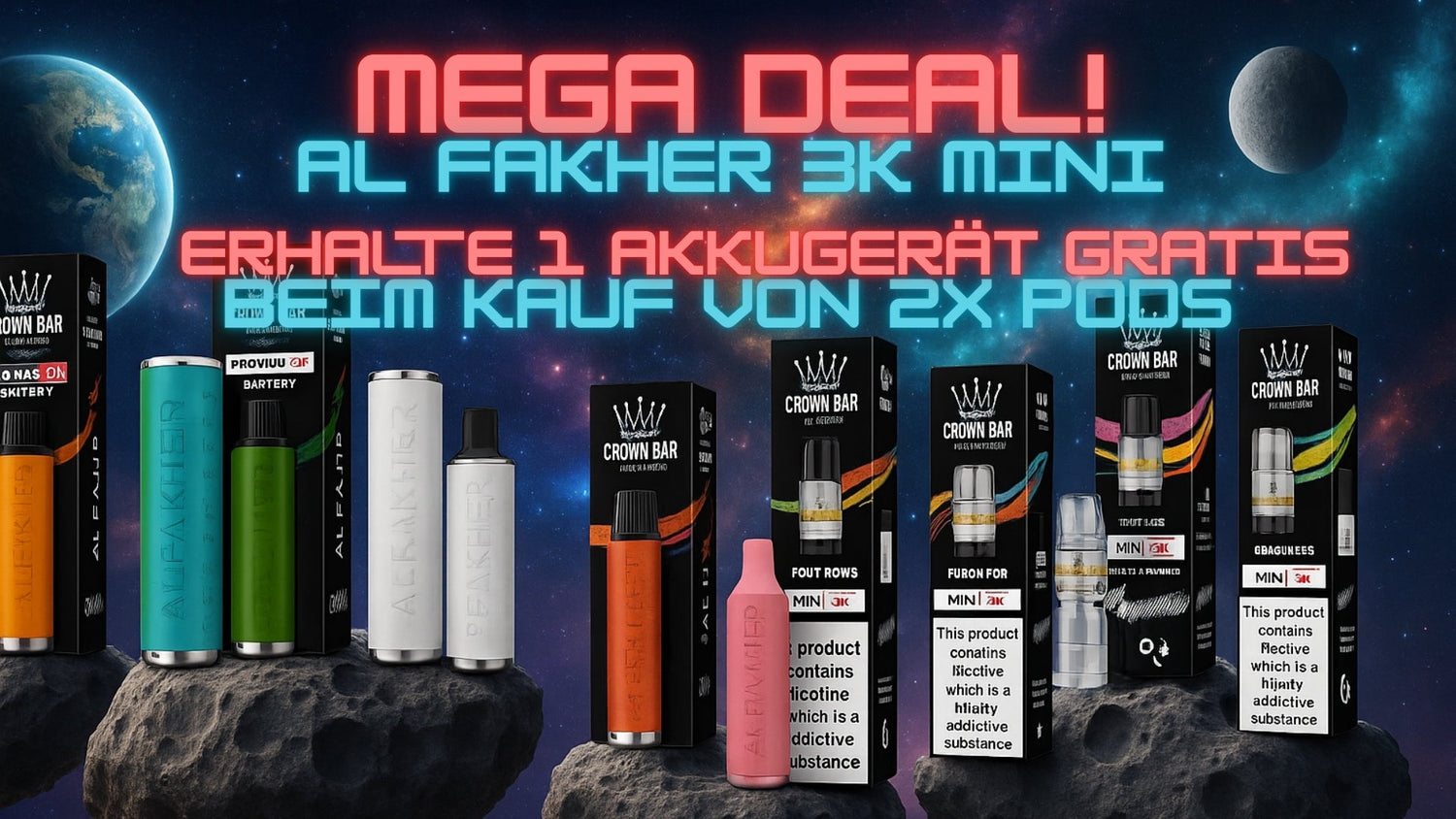 Al Fakher Vape 3k Mini Angebot - Kaufe 2 Pods und erhalte 1 Akku Gratis