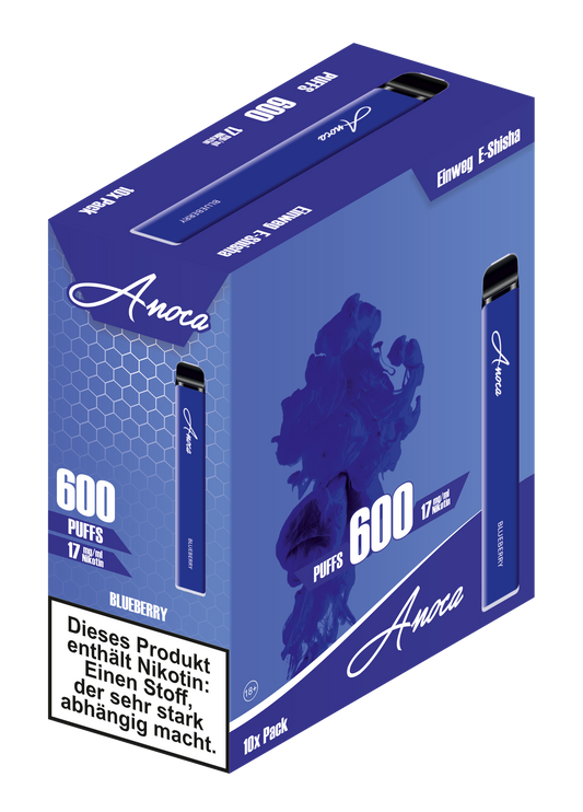 Anoca - Einweg E-Shisha 600 Puffs - Blueberry - 10er Pack