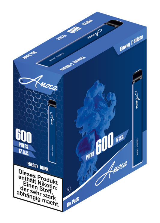 Anoca - Einweg E-Shisha 600 Puffs - Energy Drink - 10er Pack