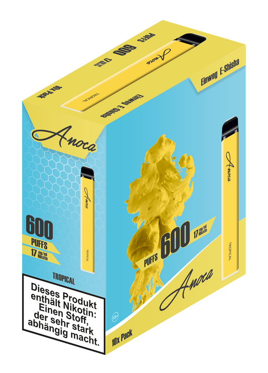 Anoca - Einweg E-Shisha 600 Puffs - Tropical - 10er Pack