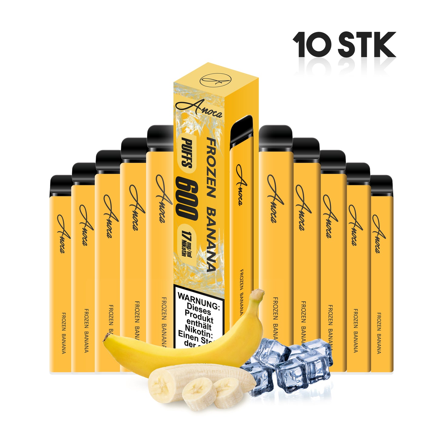 Anoca - Einweg E-Shisha 600 Puffs - Frozen Banana - 10er Pack